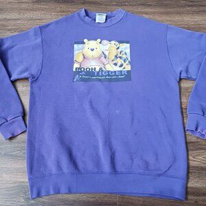 Vintage The Disney Store Sweatshirt Purple Pooh Tigger Friends Size S‎ READ